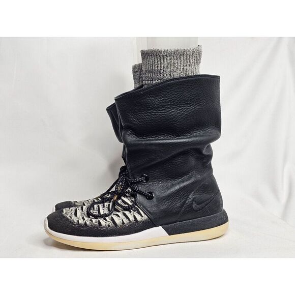 Nike Roshe Two Hi Flyknit OREO Womens Size 7.5 Sneaker Boots Athletic Shoes - Picture 1 of 9